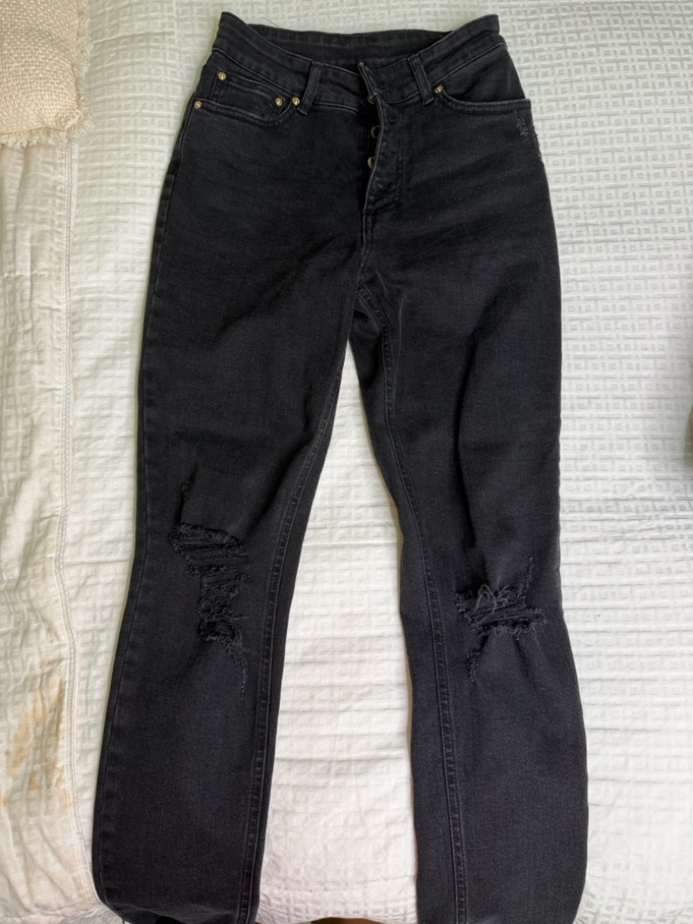 High-Rise Black Distressed Ankle Jeans